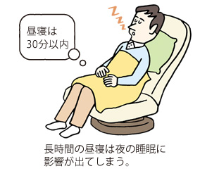 長時間の昼寝は夜の睡眠に影響がでてしまう。