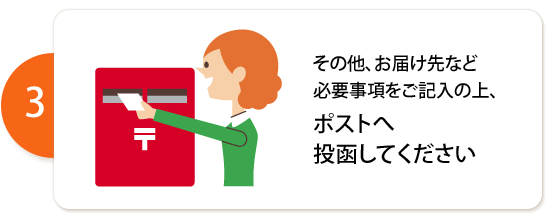 その他、お届け先など必要事項をご記入の上、ポストへ投函してください