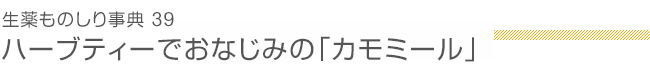 生薬ものしり事典39　ハーブティーでおなじみの「カモミール」