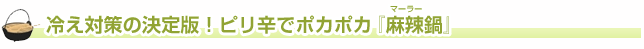 冷え対策の決定版！ピリ辛でポカポカ『麻辣鍋』