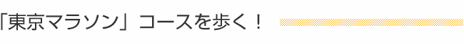 「東京マラソン」コースを歩く！