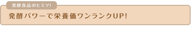 発酵パワーで栄養価ワンランクUP！