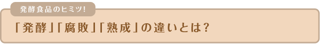 「発酵」「腐敗」「熟成」の違いとは？