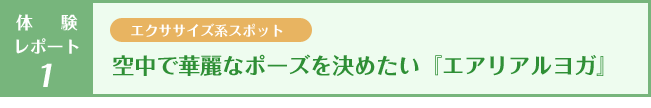 体験レポート１ エクササイズ系スポット 空中で華麗なポーズを決めたい『エアリアルヨガ』