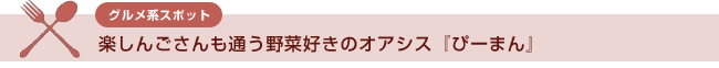 【グルメ系スポット】楽しんごさんも通う野菜好きのオアシス『ぴーまん』