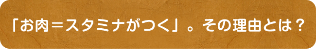 「お肉＝スタミナがつく」。その理由とは？