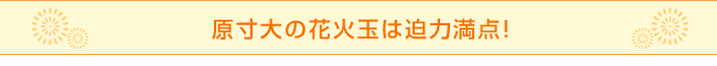 原寸大の花火玉は迫力満点！