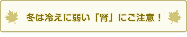 冬は冷えに弱い「腎」にご注意！