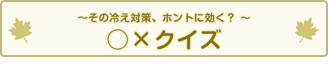 ○×クイズ　〜その冷え対策、ホントに効く？ 〜