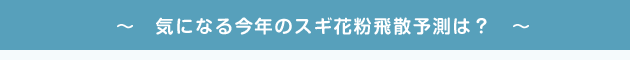 コラム 気になる今年のスギ花粉飛散予測は？