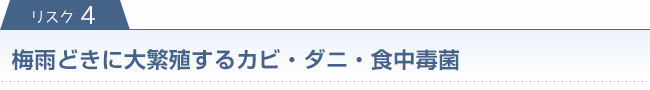 リスク4　梅雨どきに大繁殖するカビ・ダニ・食中毒菌