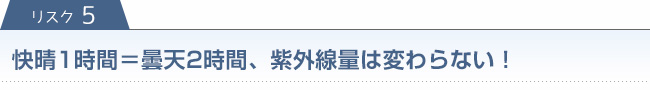 リスク5　快晴1時間＝曇天2時間、紫外線量は変わらない！