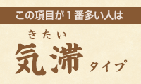 この項目が１番多い人は気滞（きたい）タイプ