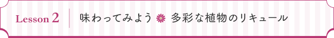 Lesson 2　味わってみよう 多彩な植物のリキュール