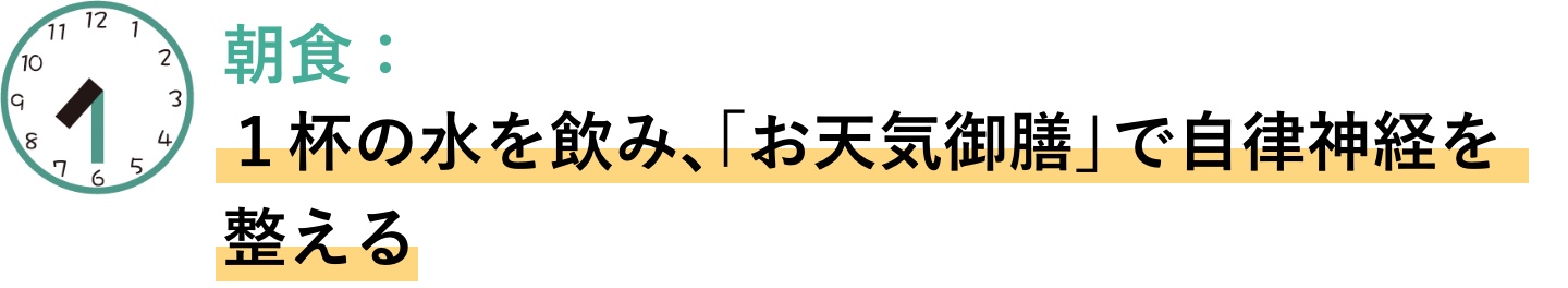 朝食　１杯の水を飲み、「お天気御膳」で自律神経を整える