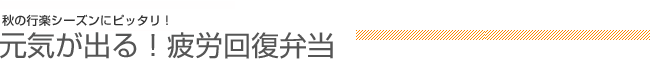 秋の行楽シーズンにピッタリ！ 元気が出る！疲労回復弁当