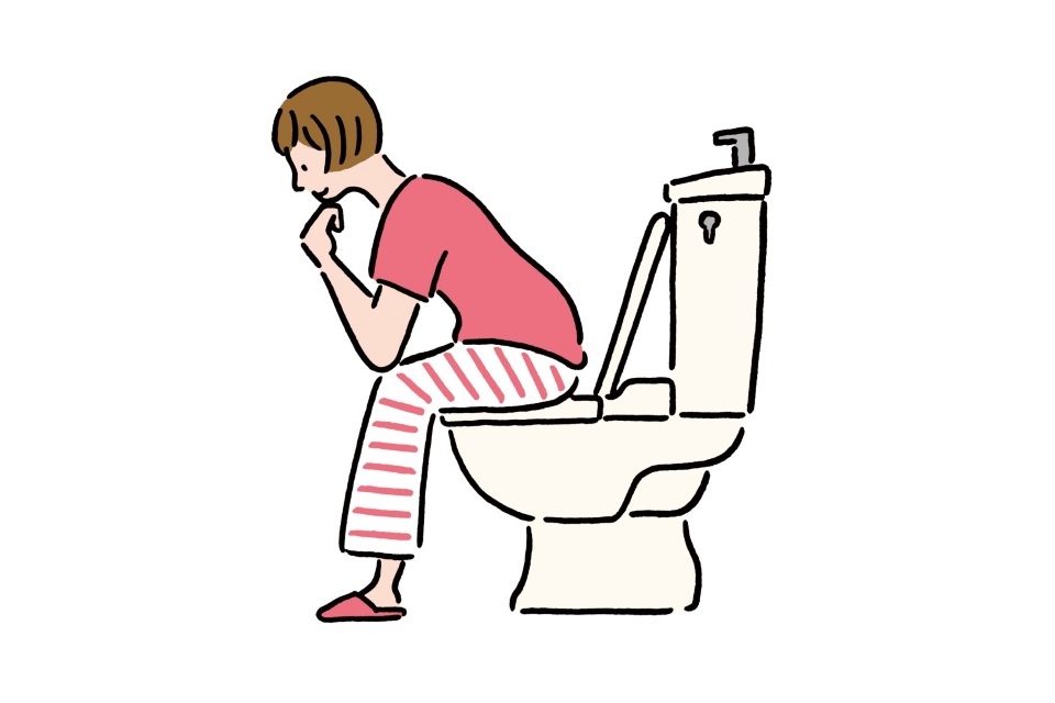 トイレで前かがみの姿勢をする際のイメージ図