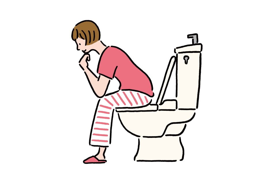 トイレで前かがみの姿勢をする際のイメージ図