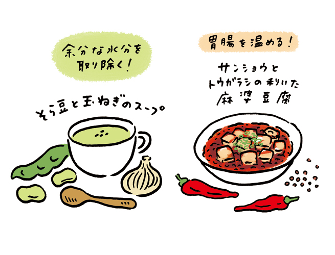 スープと麻婆豆腐のイラスト