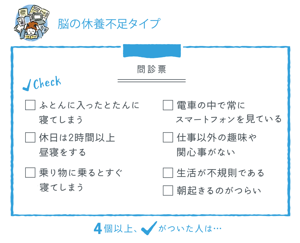 「脳の休養不足タイプ」のチェックリスト