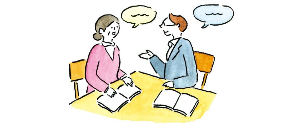 語学教室で学ぶイラスト