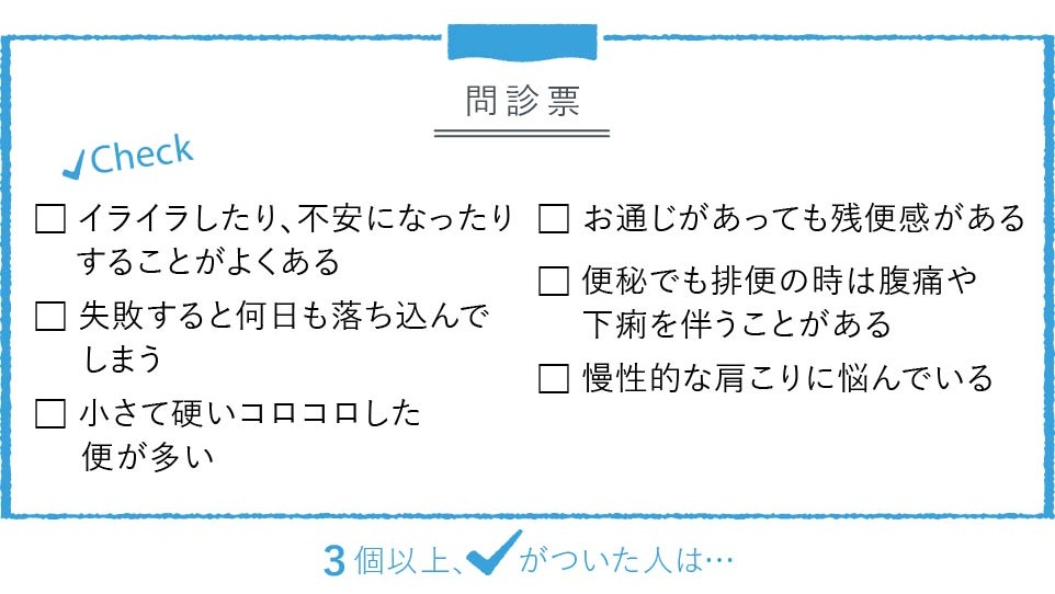 けいれん性便秘タイプのチェックリスト