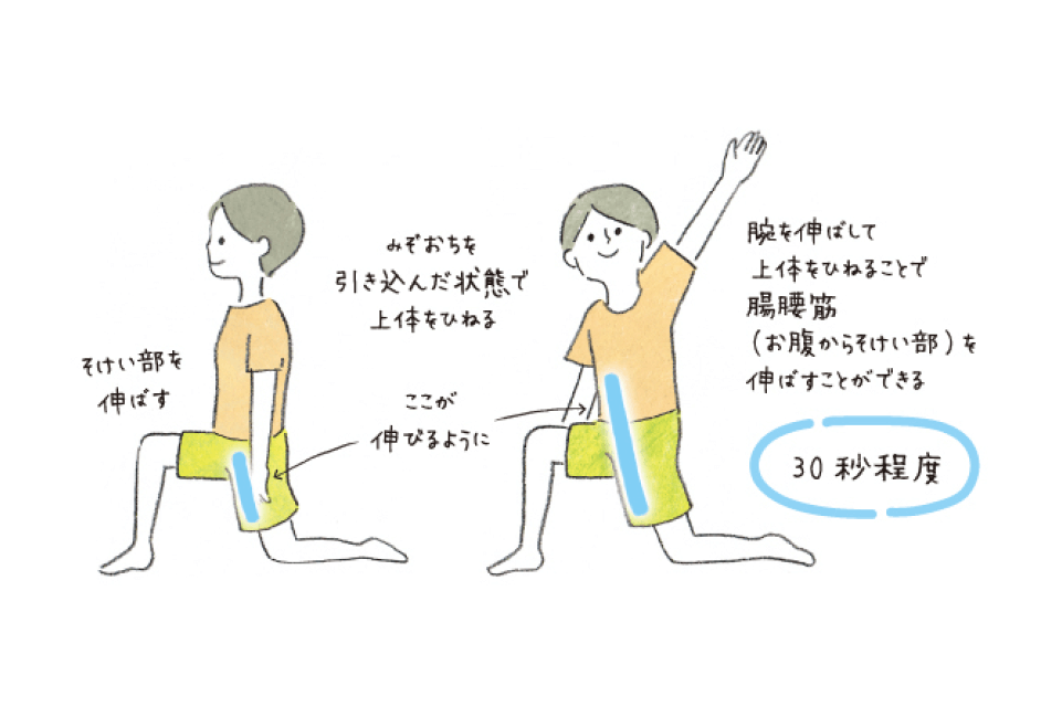 反り腰ストレッチ 上体ひねり