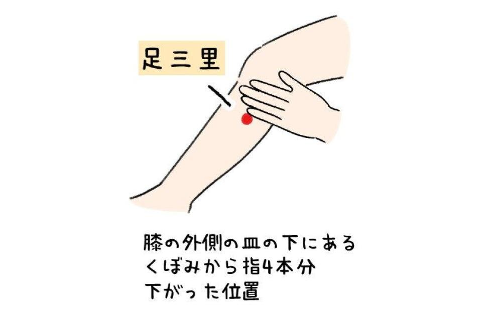 足三里（あしさんり）のツボのイラスト