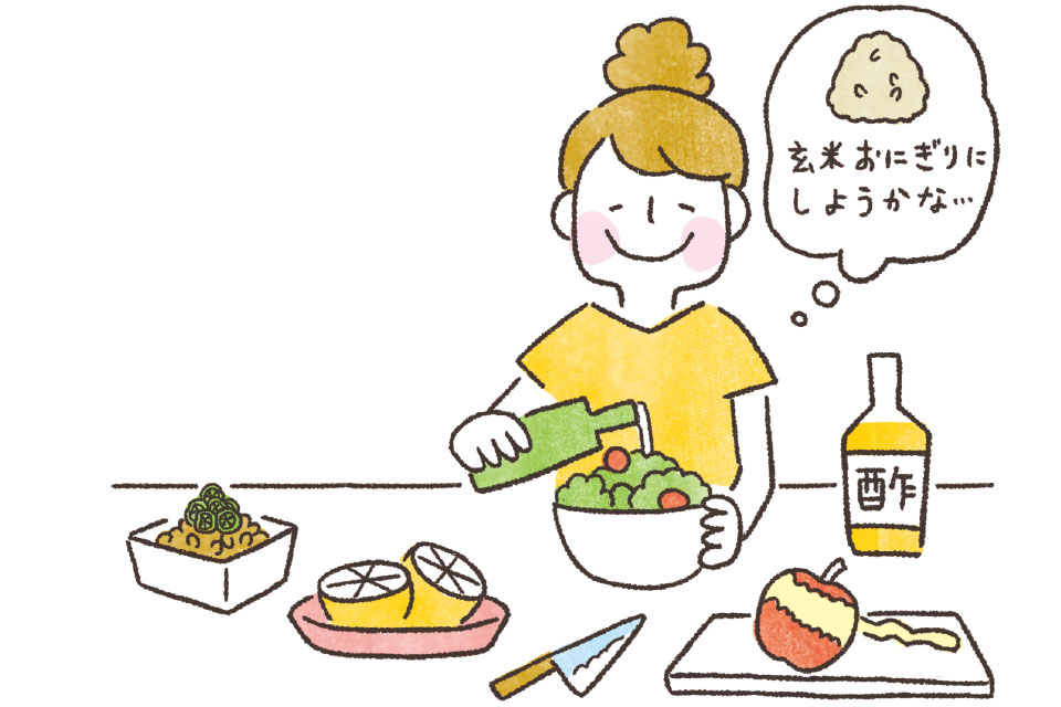 野菜を食べる女性のイラスト