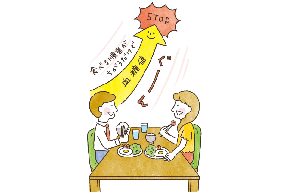 食卓を囲む男女のイラスト