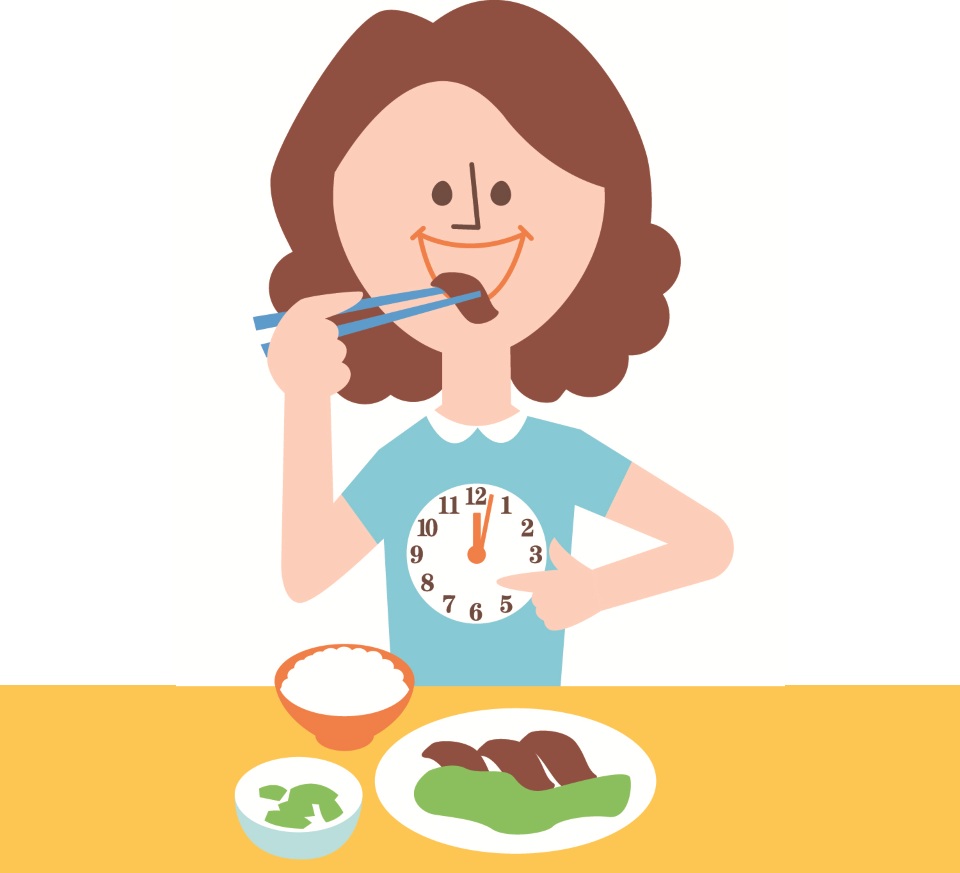 食事する女性のイラスト