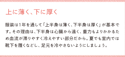 上に薄く、下に厚く