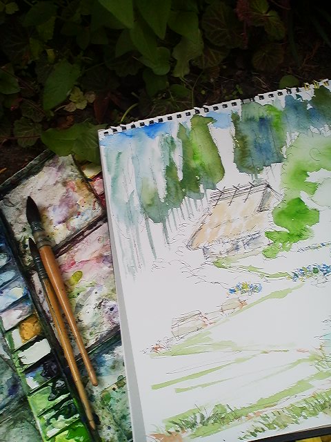 水彩画家 若狭宣子さんの水彩画スケッチ屋内教室　～冬枯れの景色を描こう～画像