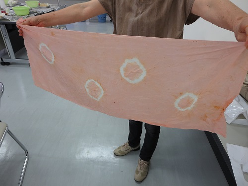 ベニバナ染め物体験画像