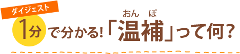 ダイジェスト 1分で分かる！「温補」って何？