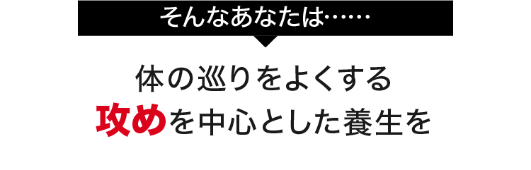 そんなあなたは......体の巡りをよくする攻めを中心とした養生を