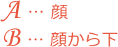 A「顔」、B「顔から下」