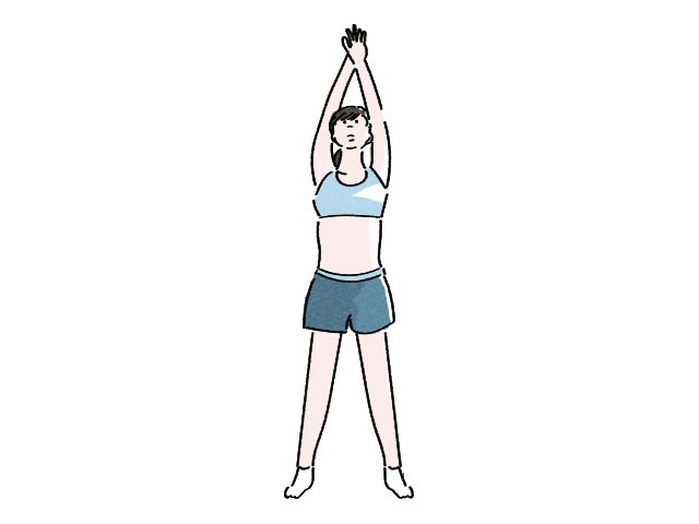 イラスト:STEP1 両手をクロスさせて立つ