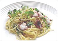 塩麹とタコとクレソンのパスタ