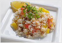 ナンプラー仕立ての納豆たくあんピラフ