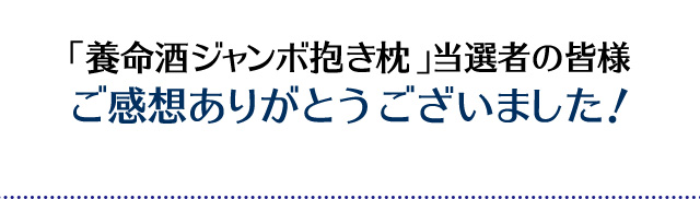 「養命酒ジャンボ抱き枕」 当選者の皆様ご感想ありがとうございました！