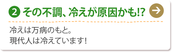 (2) その不調、冷えが原因かも!？
冷えは万病のもと。
現代人は冷えています！