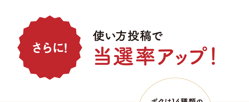 さらに!使い方投稿で当選率アップ！