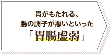 胃がもたれる、腸の調子が悪いといった「胃腸虚弱」