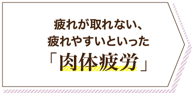 疲れが取れない、疲れやすいといった「肉体疲労」