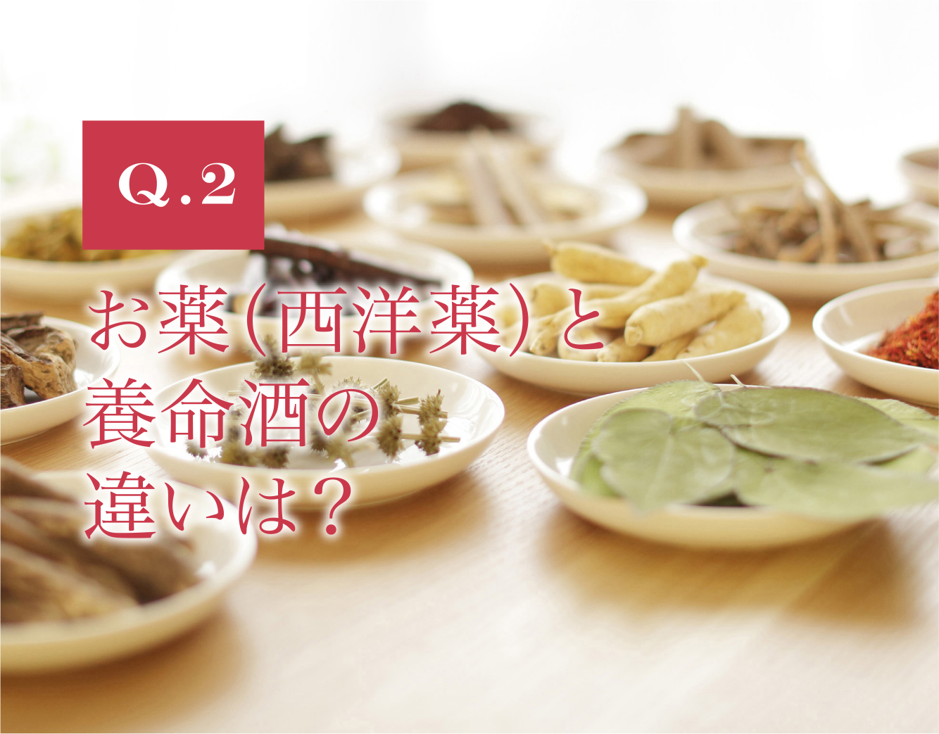 Q.2 お薬（西洋薬）と養命酒の違いは？