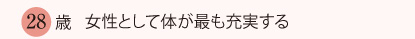 28歳　女性として体が最も充実する