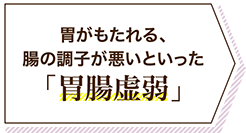 胃がもたれる、腸の調子が悪いといった「胃腸虚弱」