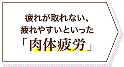 疲れが取れない、疲れやすいといった「肉体疲労」